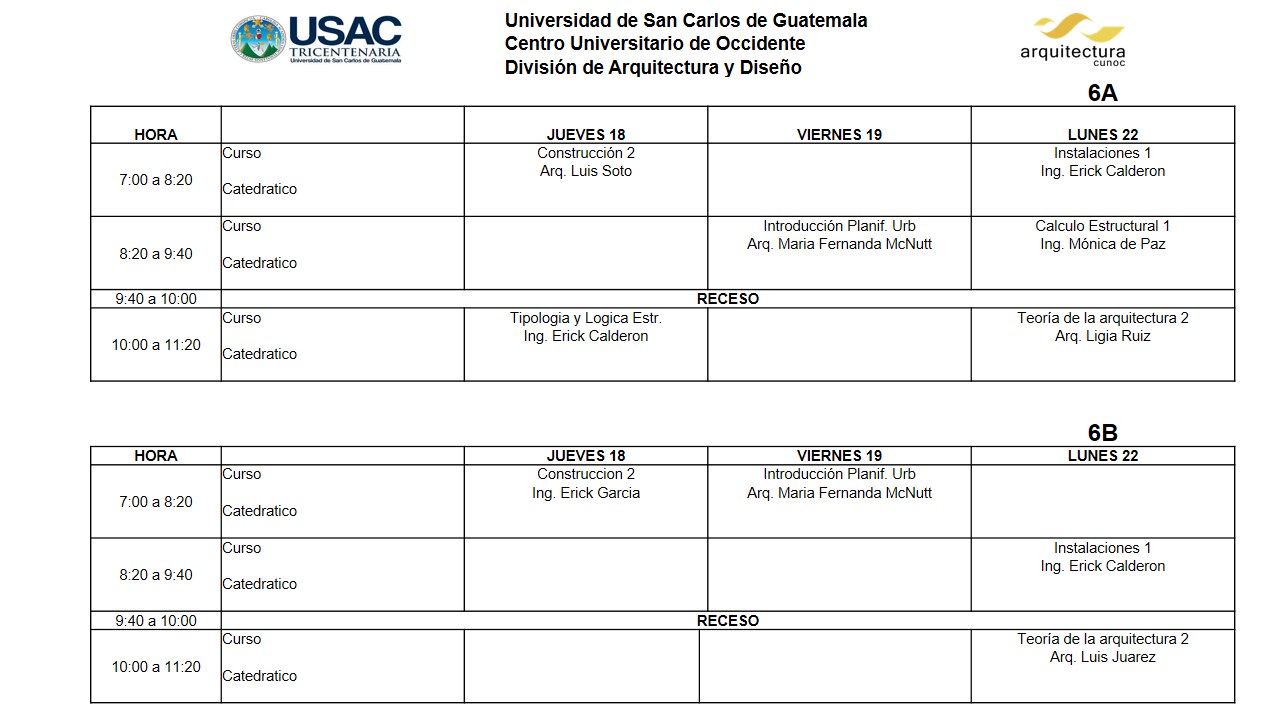 Horario de Clases Segundo Semestre 2021 15/16